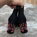 EXPRESS  Black Faux Suede Embroidered Sequin Floral Bootie Sz 6.5 Photo 1