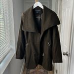 French Connection Olive Green Tulip Hem Asymmetrical Zip Wool Blend Coat XS Photo 3