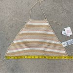 Roxy  Daydreamer Crop Crochet Knit Halter Top Tapioca Stripe S Photo 9