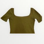n: Philanthropy Langley Bodysuit Olive Green Ribbed Thong Chic Indie SZ XS NWT Photo 3
