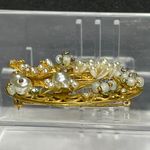 Vintage Designer Original By Robert Faux Pearl & Crystal Brooch/Pin Gold Photo 3