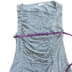 Deletta  Blue and White Striped Tank Top Cotton Linen Blend Large Photo 3