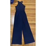 Nightway  Size 4 Blue Halter Jumpsuit Glitter Lace Illusion Wide Leg Prom wedding Photo 6