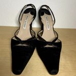 Manolo Blahnik  Suede Sling Back Kitten Heel Straps Pointed Toe Black 37 6.5 Photo 2
