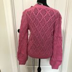 Leyden Womens Sweater Size Large Pink Diamond Cable Knit Long‎ Sleeve Pullover Photo 4
