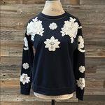 Victoria Beckham for Target Navy Blue Sweater with White Floral Appliqué Size XS Photo 1