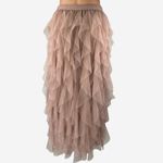 Soho Apparel  Asymmetrical Tulle Skirt in Tan Photo 3