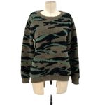 Barefoot Dreams CozyChic Seaside Crew Neck Pullover Sweater Green Camo Small Photo 2