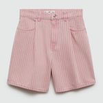Mango  Striped Denim Shorts Pink Photo 4