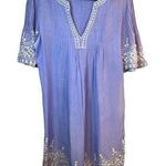 Rungolee 100% Silk Embroidered Shift Dress in Periwinkle Sz L Purple Size L Photo 0