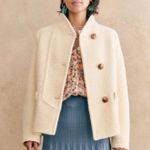 Sézane Women's Cream Long Sleeves Button Front Kalvin Wool Coat Size 42 US 10 Photo 0