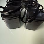 ZARA  Black Leather Square- toe Block Heels Size 9 Photo 6