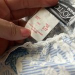 Vintage maxi length mumu floral dress pastel blue stripes white flowers lace Photo 4