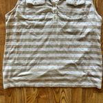 Croft & Barrow  Striped Sleeveless Henley Top | Tan White Large Photo 3