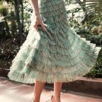 Mac Duggal NWT 8014 Green Ruffle Tiered Short Sleeve A Line Dress Size 6 Photo 2