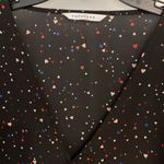 Popsugar Magnificent Black with white pink and red Heart print Crossover peplum top EUC Photo 2