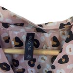 Massini  plus size 2X sleeveless pink leopard print pleated shoulder womens blous Photo 2