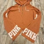 PINK - Victoria's Secret  women's small peach/white 1/2 zip crop top hoodie Photo 1