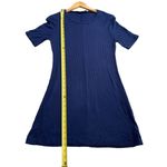 Reformation Women’s Size L Gigi Short Sleeve Mini Dress Navy Blue Rib Casual Photo 7