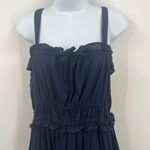 Anthropologie Crown and Ivy Tiered Sleeveless Tank Maxi Dress XL Blue Smocked Ruffle Cotton Photo 3