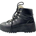 AQUA  Miranda Women's Black Lace Up Round Toe Lug Sole Faux Fur Hiker Boots 8 Photo 0