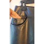 Belle Kim Gravel Faux Leather Front / Ponte Back Pants Women size 12 Black Photo 2