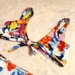 SheIn NWT Watercolor Floral High Waist Cheeky Knot Tie Front Bikini 2 Piece Size Small Photo 7