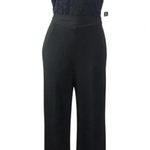 BCX  Size 11 Black Wide Leg Lace Top One Piece Waist Tie Pantsuit. New With Tags Photo 0