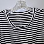 st. john's bay St. John’s Bay Black/White Striped Scoop Neck Ruffle Short Sleeve Top size XL Photo 2