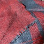 Boutique Womens Woven Knit Plaid Scarf Wrap with Fringe Blue Red Soft and Warm Photo 7