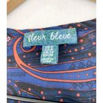 Women's Navy Blue Floral Notched Neck Pleated Longsleeve Mini Shift Dress size 6 Photo 4