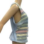 Vintage B.U.M Equipment Tie Back Button Up Vest with distressed flaws Sz Medium Blue Photo 4