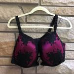 Torrid Hot Pink Microfiber & Black Lace T-Shirt Bra Supersonic Magenta 40DDD 40F Photo 3