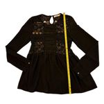 Elodie Women's Black Lace Long Sleeve Top Peephole Back Size L Photo 2