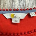 BODEN Red Orange Floral Embroidered Tunic Denim Hemline 100% Cotton Size 8 Blue Photo 3
