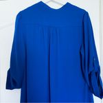 Forever 21 Bright Blue Flowy Satin T-Shirt Dress (Dressy T-Shirt Work Dress) | L Photo 5