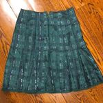 Tory Burch Green Black Plaid Silk Skirt with Pleated Hem Hidden Zipper Sz 4 Photo 1