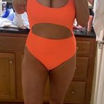 One Piece Womens Scoop Neck Cut Out Front Lace Up Back HighCut Monokini  Swimsuit Photo 4