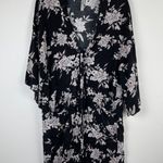 Spiritual Gangster Black Floral Rayon Robe - One Size Photo 1
