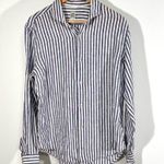 Eleventy Platinum 100% Linen Stripe Shirt coastal Italian relaxed fit grandma White Size M Photo 0