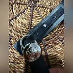 Michael Kors  Black Leather Belt Silver Clasp 39” L‎ Photo 1