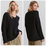 Jenni Kayne  V Neck Cotton Cabin Sweater Black Photo 1