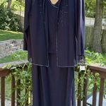 Dress Barn Size 14 2-Piece Navy Gown & Sheer Jacket Mother of Bride NWT Vintage Photo 0