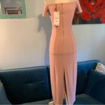 ZARA  Women's Square Neckline Open Shoulder Stitch Midi Dress Dusty Pink XS Photo 4