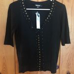 DKNY NEW!  black shirt %100 tussah silk short sleeve open front Photo 1