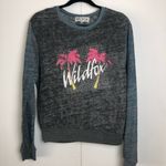 Wildfox Palm Tree Pullover Long Sleeve Sweatshirt Neon Print Photo 1