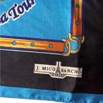 J Mico Sancho Paris scarf blue gold polyester 34 x 34 in. Souvenir de Paris Photo 1