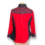 Vintage Collection Red Black Floral Embroidered Long Sleeve Western Shirt Large Red Photo 4