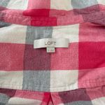 Loft red and grey plaid flannel button up 100% cotton Photo 2