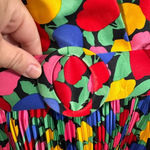 Floral Vintage 100% Belted Silk Dress with pleated skirt lined with shoulder pad Size 4 Photo 5